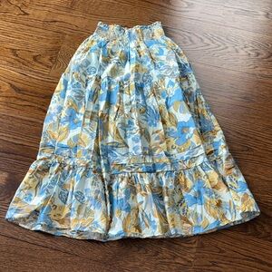 Faherty A-Line Skirt in Blue and Yellow Floral